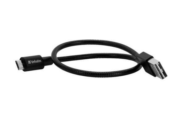 USB kábel, microUSB B, 30 cm. VERBATIM, čienry