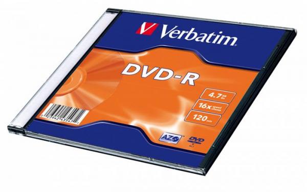 DVD-R disk, AZO, 4,7GB, 16x, 1 ks, tenký obal, VERBATIM